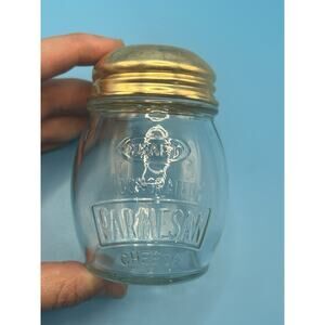 Glass Kraft Parmesan Cheese Shaker With Aluminum Gold Lid Vintage